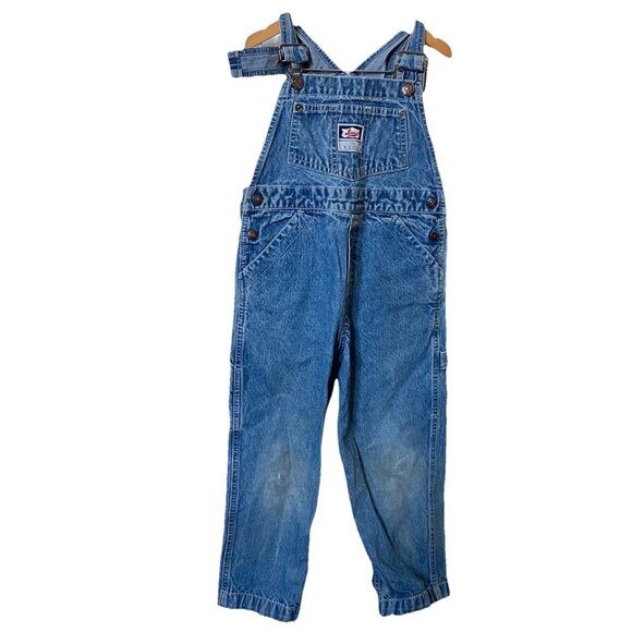 Vintage Levi's Kids Overalls Bib Dungaree Size 4/5 Blue Denim Jean Distressed - Picture 1 of 15